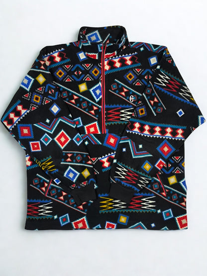 Vintage Unisex Conte of Florence Aztec Fleece Half-Zip Pullover (XL)