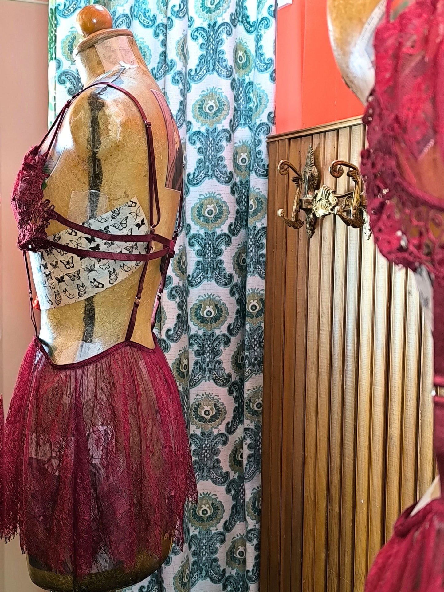 Widow Burgundy Lace Babydoll Lingerie Top