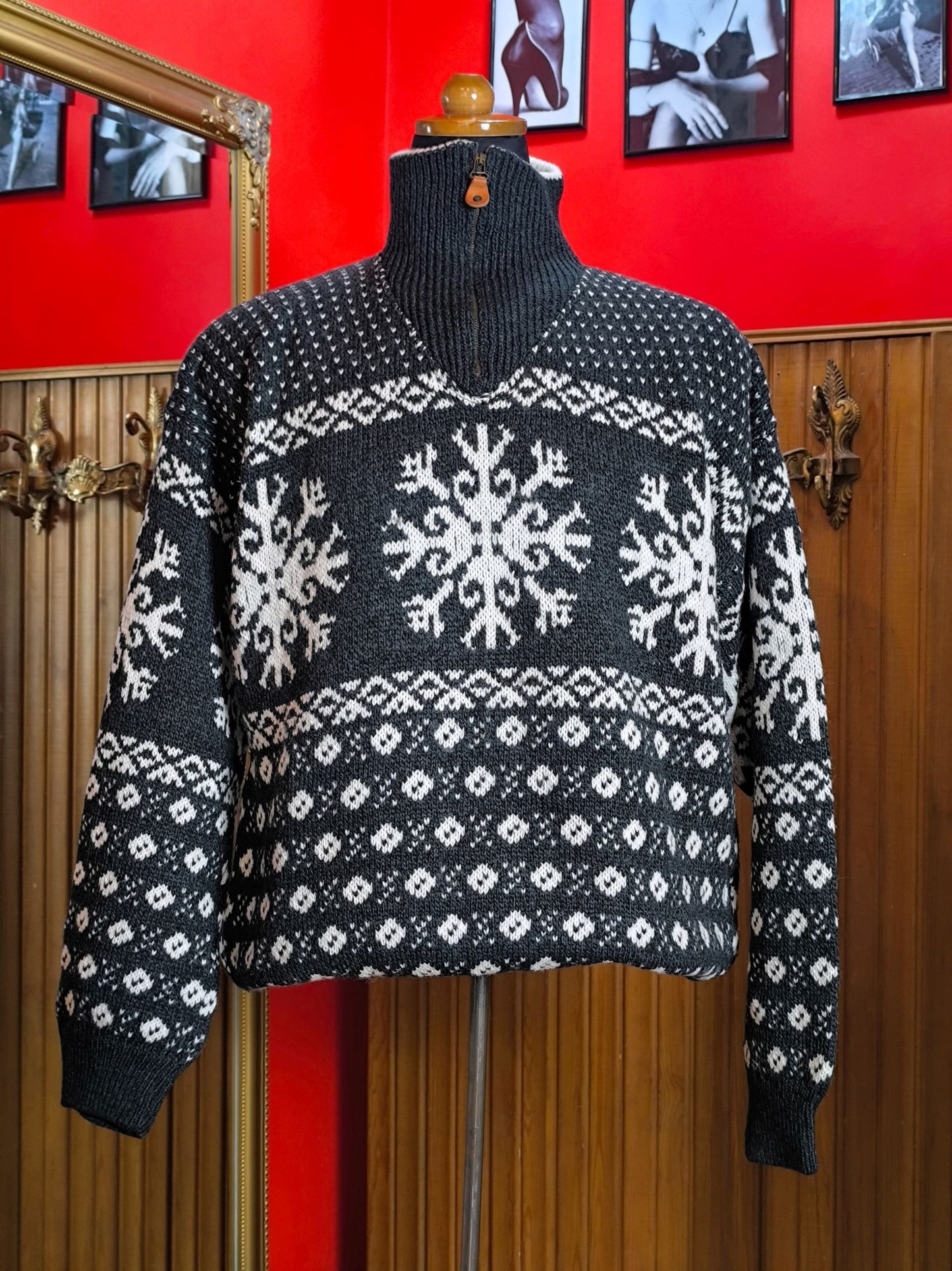 Vintage BERTO LUCCI Creazione Nordic Half-Zip Wool Sweater