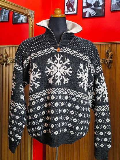 Vintage BERTO LUCCI Creazione Nordic Half-Zip Wool Sweater