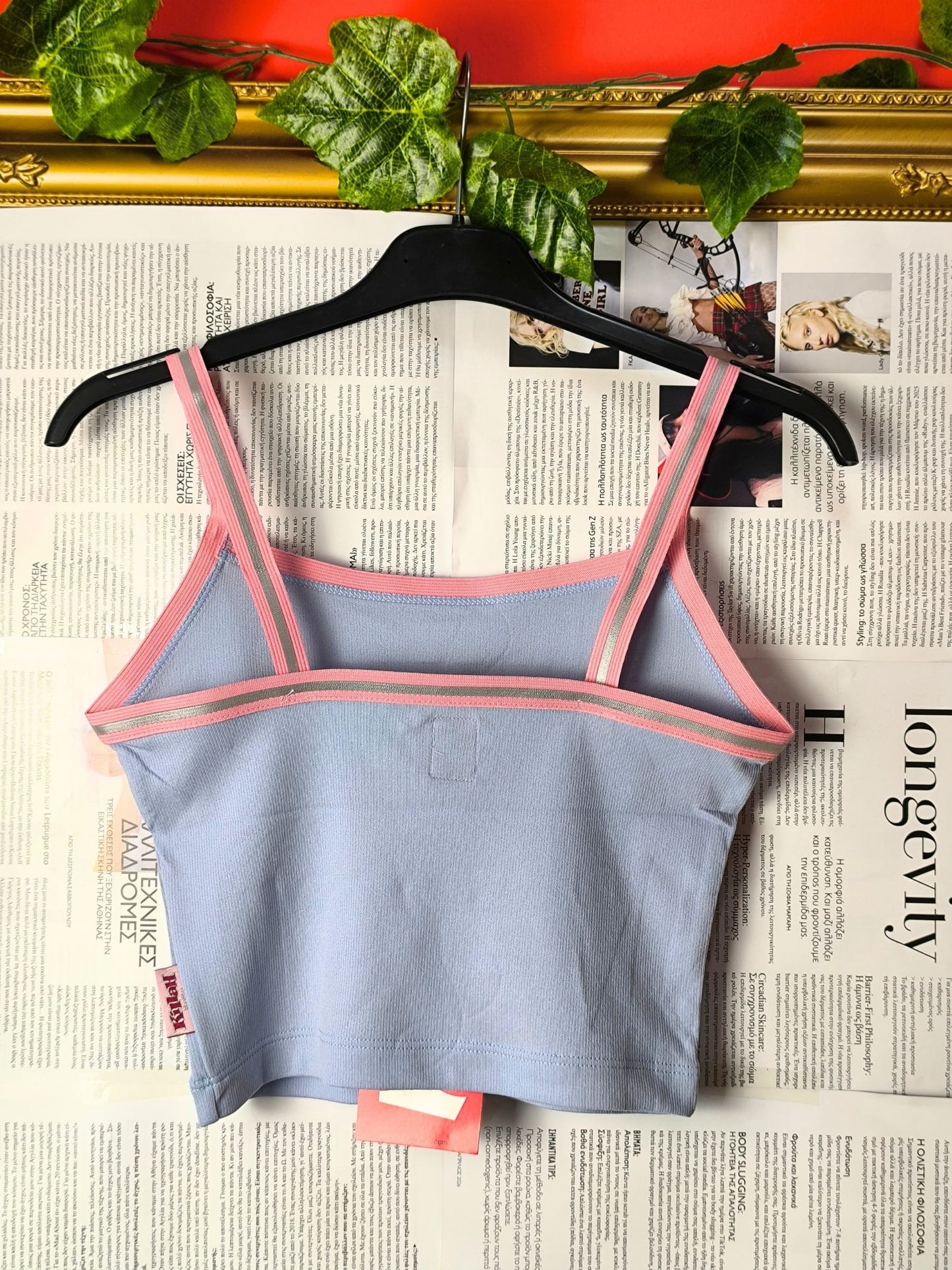 Deadstock Y2K Killah Babe Reflective Stripe Crop Tank Top - Light Blue