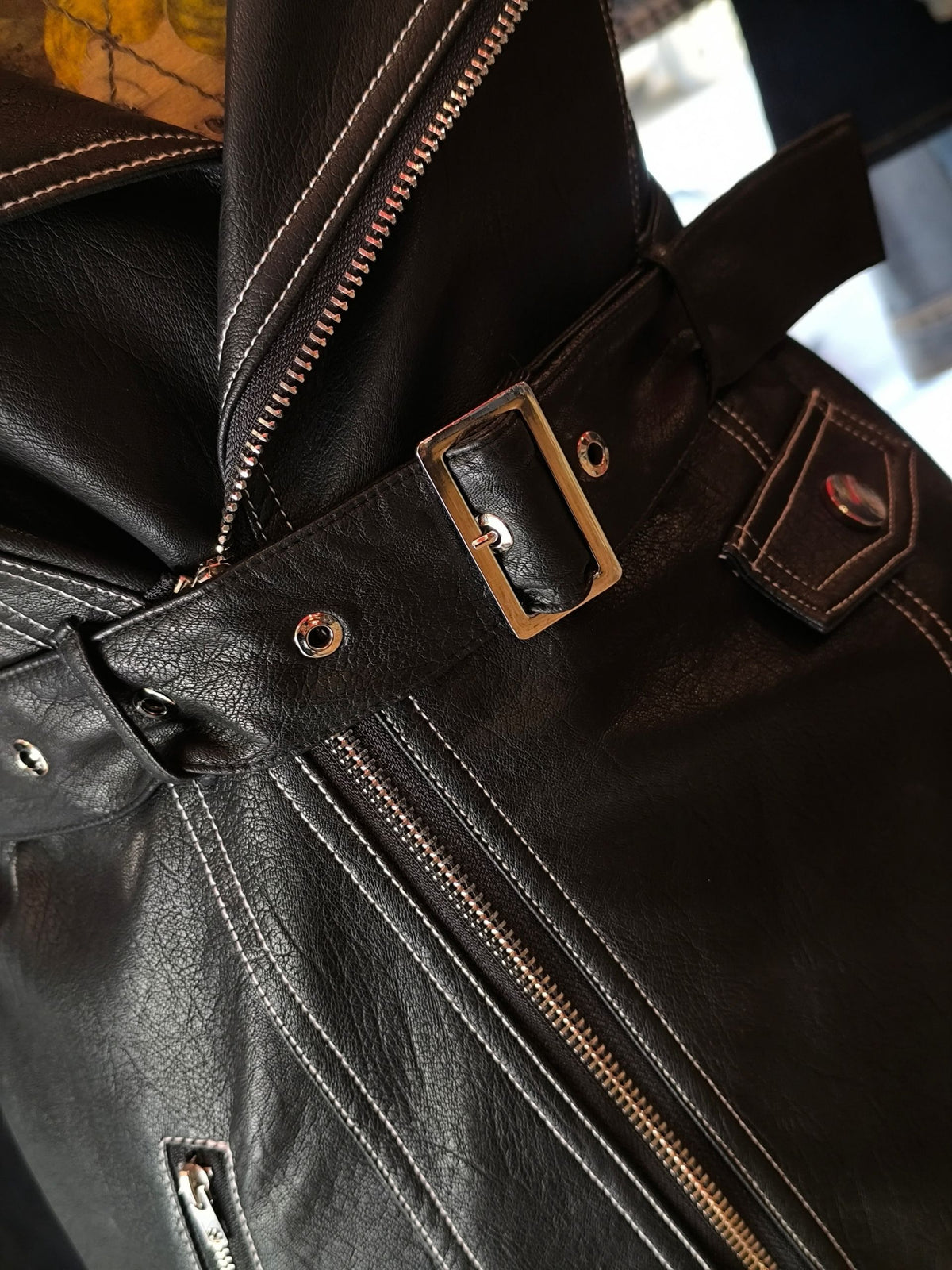 Nasty Gal Collection – Faux Leather Biker Mini Dress