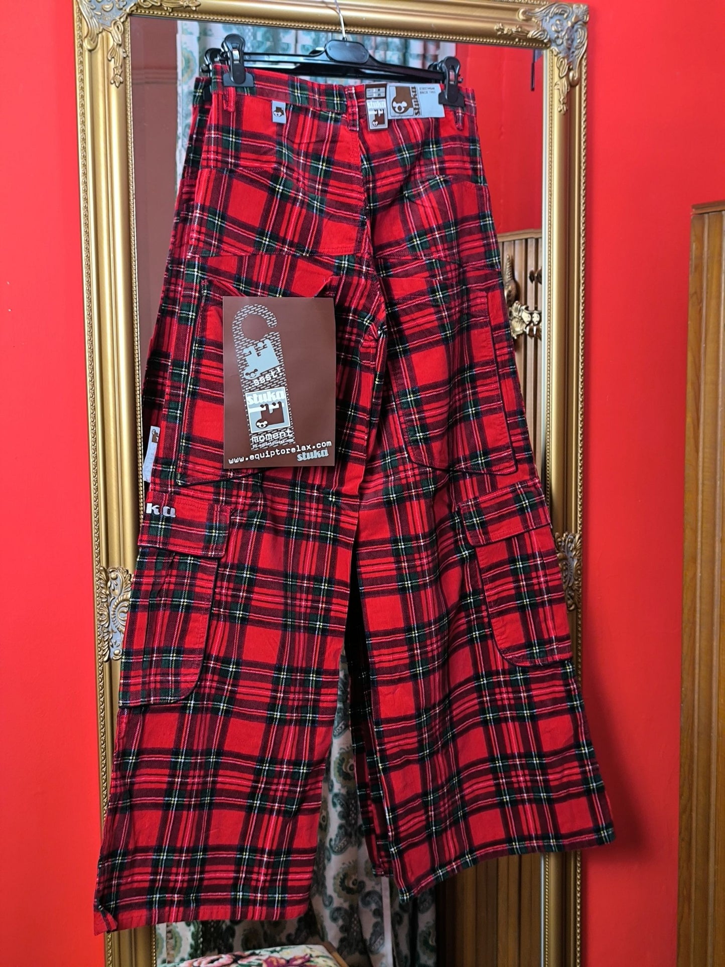 Deadstock STUKA Y2K Wide Leg / Baggy Tartan Corduroy Cargo Pants
90s – Early 2000s Original Streetwear