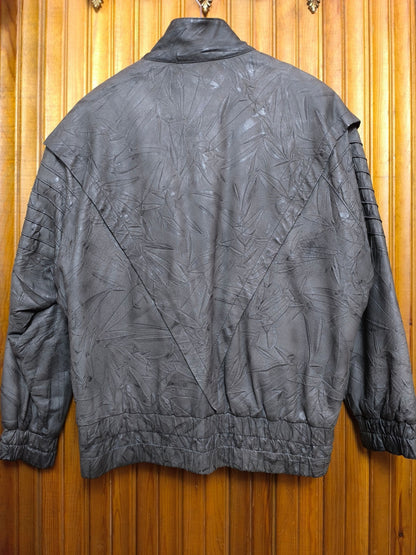 Vintage 80s/early 90s Betty Barclay Women's Grey Genuine Leather Bomber Jacket