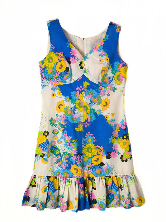 Psychedelic Floral 70s Sleeveless Dress – Diolen by DuPont