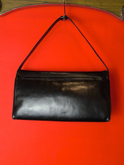 Classic 1960s Black Leather Shoulder Bag