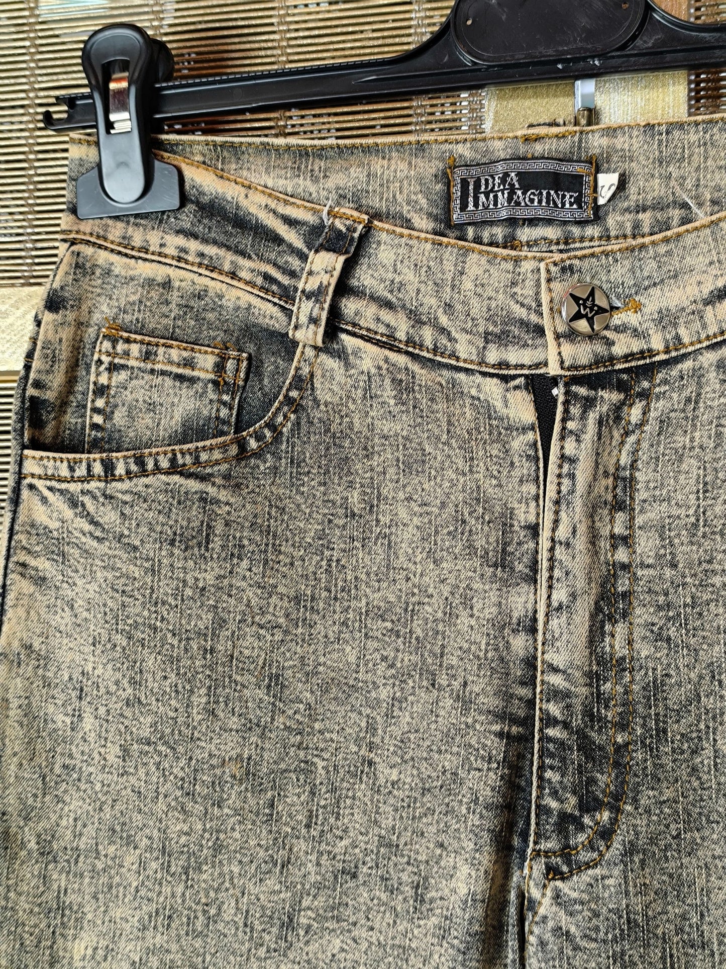 Y2K Grey-Blue Acid Wash Beaded Embellished Stretch Flare Jeans – Idea Imagine