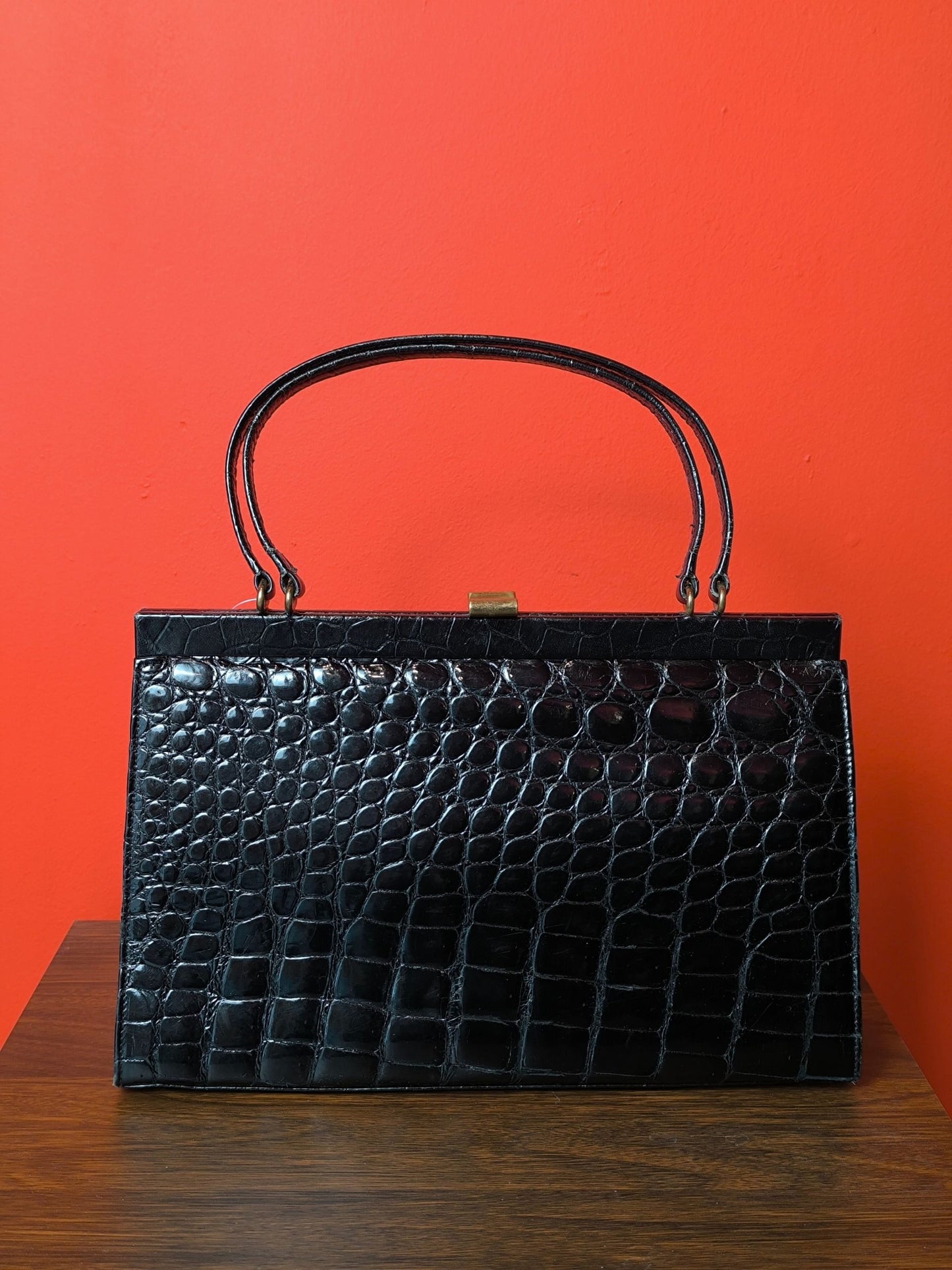 Vintage 1960s D Exklusiv Genuine Crocodile Leather Handbag