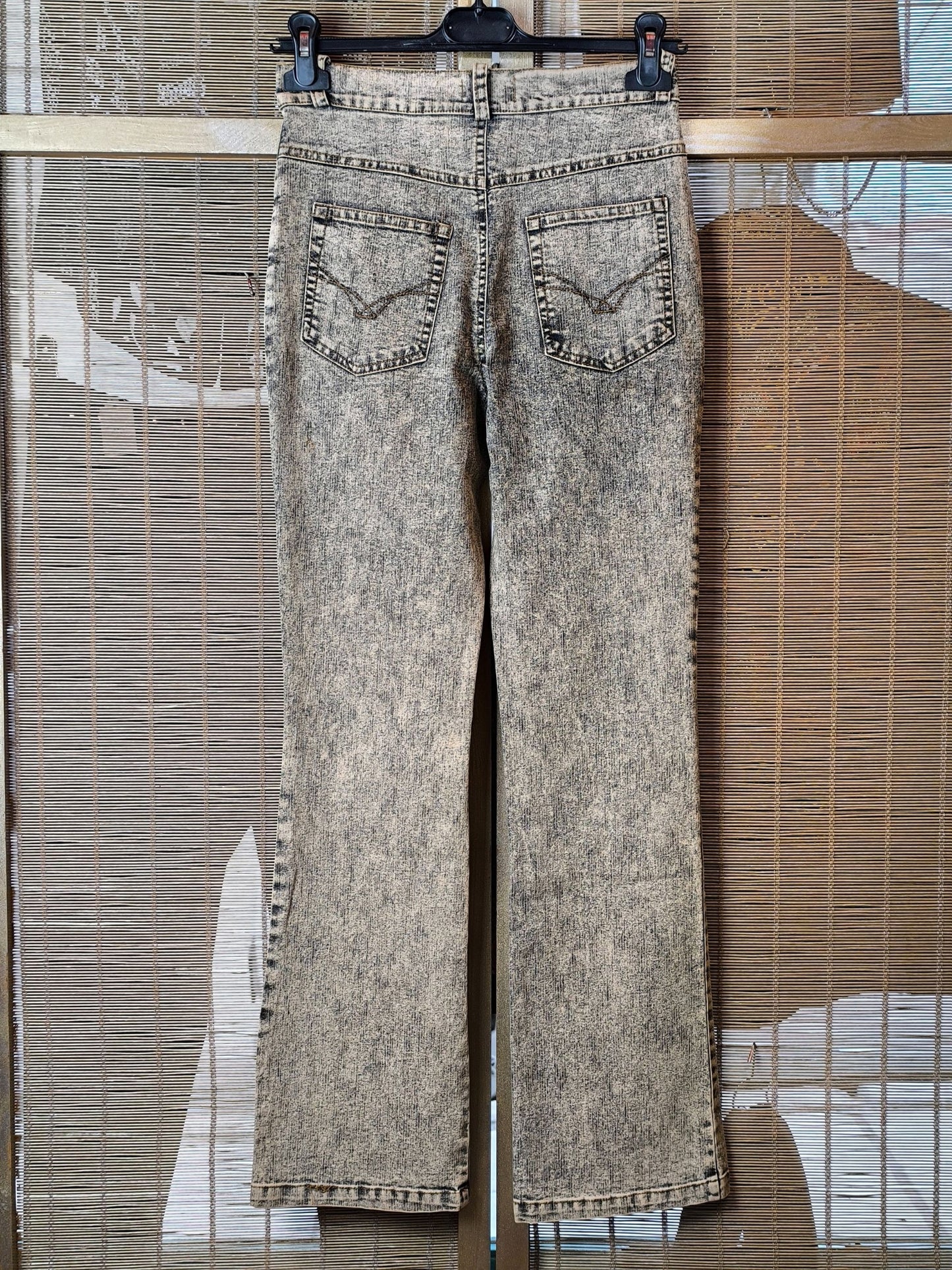 Y2K Grey-Blue Acid Wash Beaded Embellished Stretch Flare Jeans – Idea Imagine