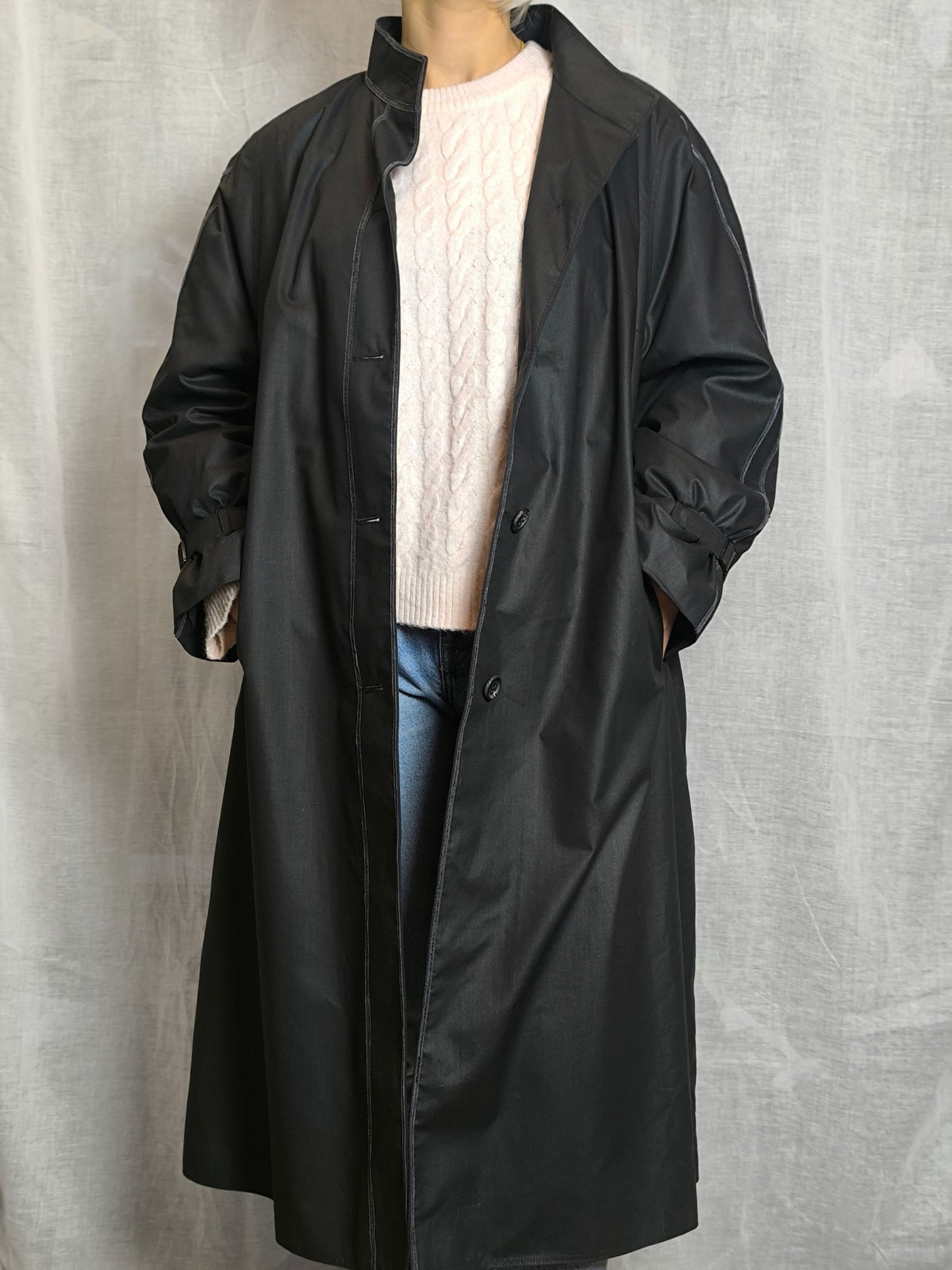 Vintage "Creation Karner" Black Minimal Trench Coat