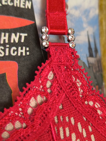 Pleasure State White Label Red Lace Corset Top