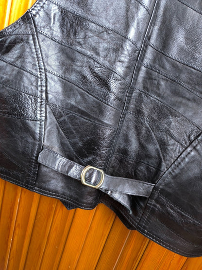 Vintage 90s Elazar Leather Vest – Genuine Black Biker Style