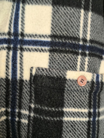 Vintage George G. Italian Check Fleece Shirt – Black, White & Blue