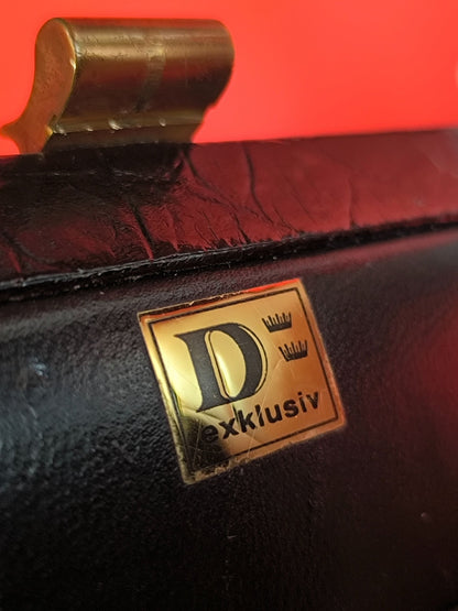 Vintage 1960s D Exklusiv Genuine Crocodile Leather Handbag