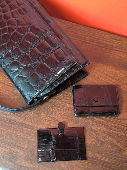 Vintage Comtesse Modell Black Croc-Embossed Leather Handbag | 1950s–60s