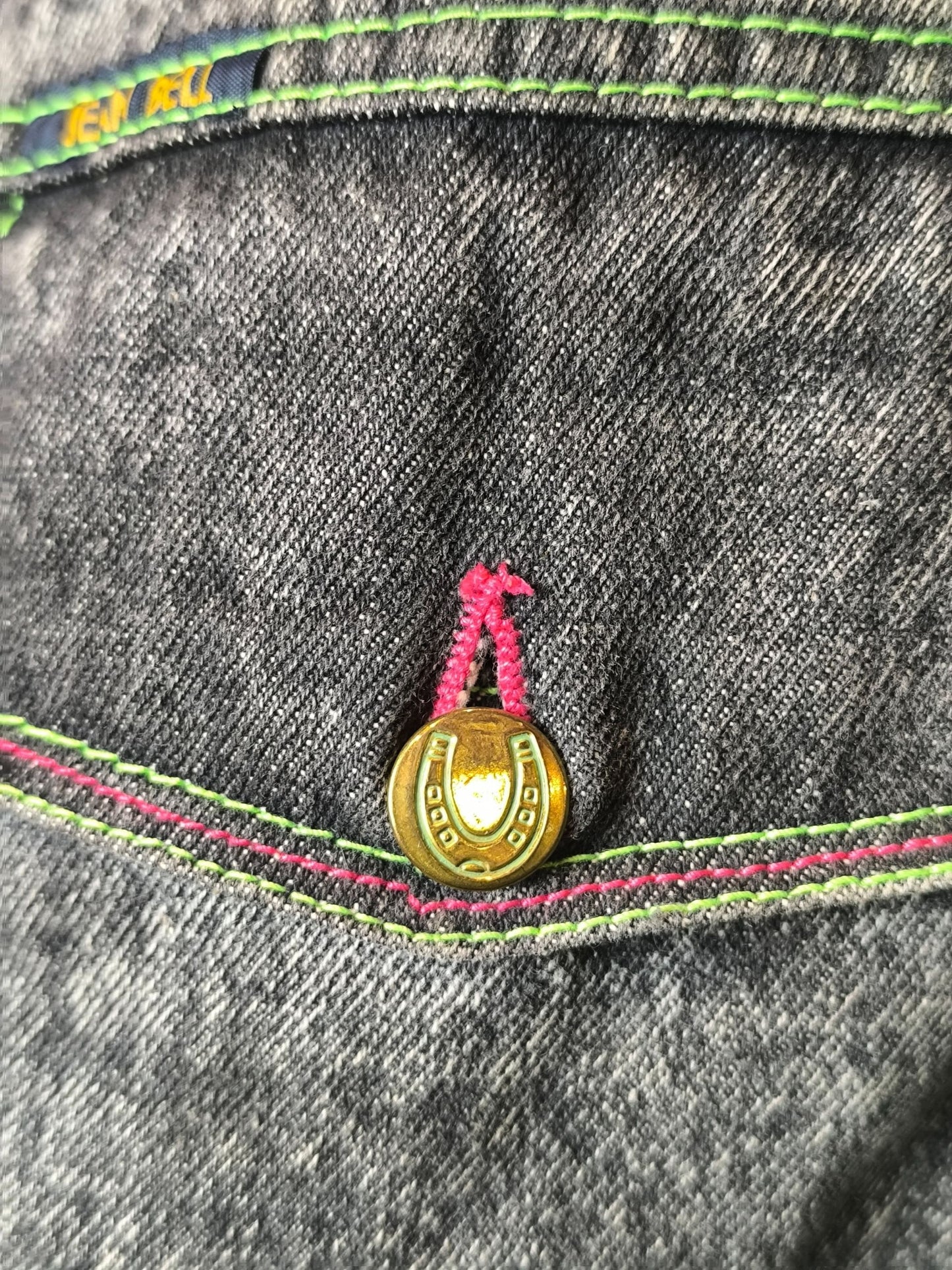 Neon Acid-Wash Sherpa Denim Jacket – Jean Bell (Late 80s/90s)