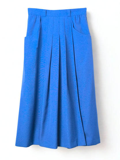 Vintage Lady Mohr Pleated Midi Skirt in Electric Blue