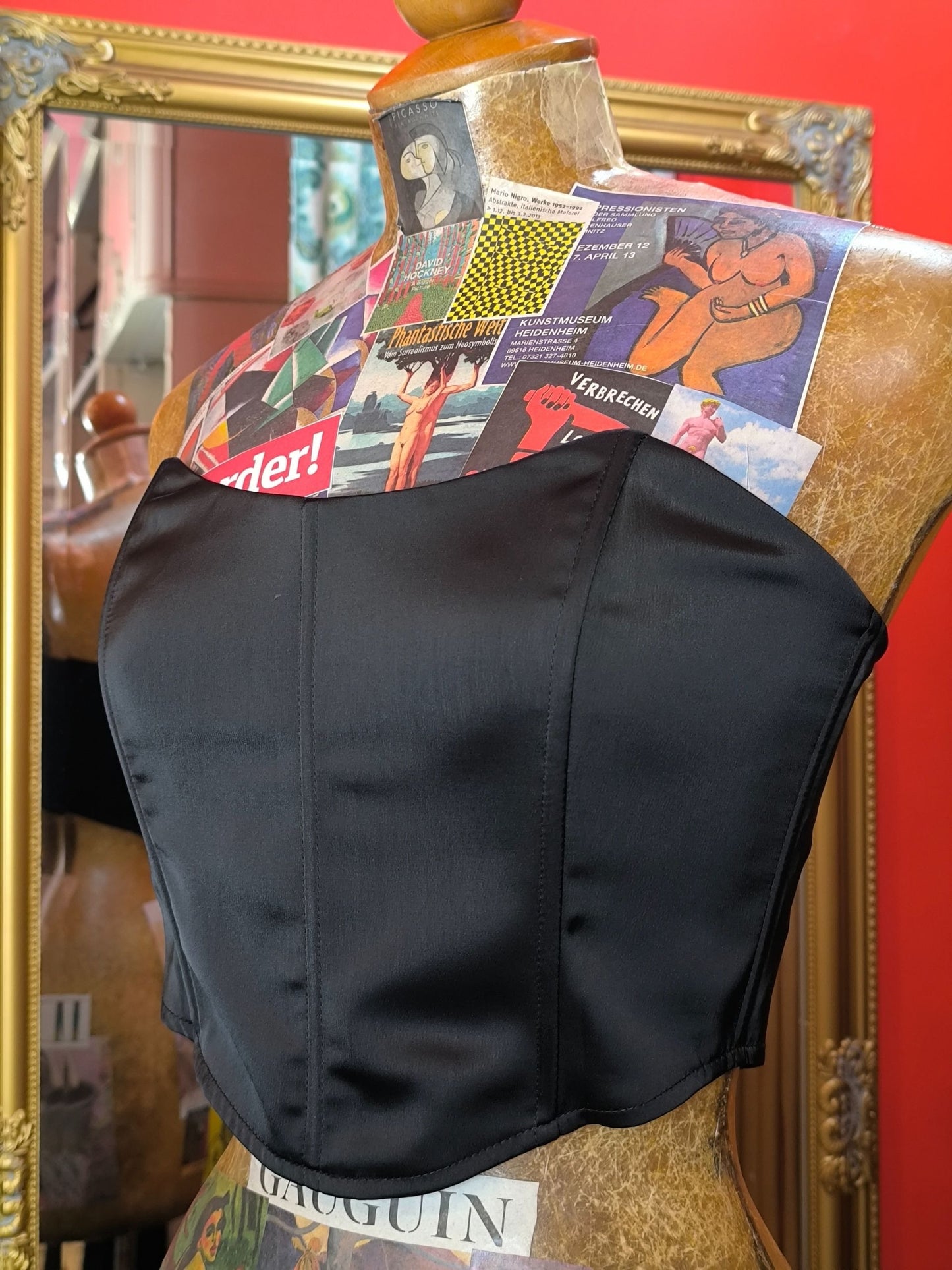 Deadstock Showpo “Boy Better Know” Black Satin Corset Top