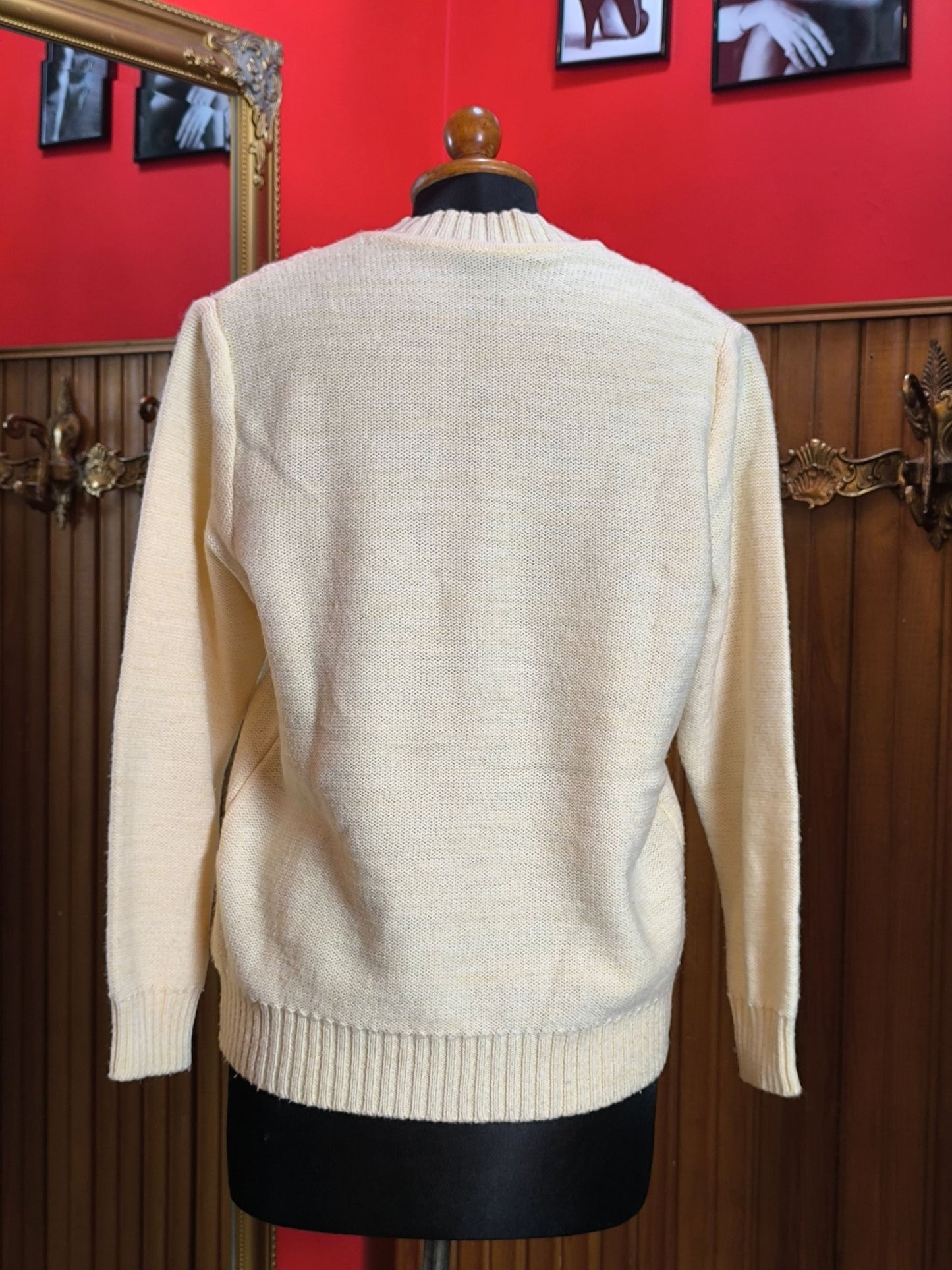 Vintage “Wistrz Burgstädt” Cream Cable Knit Sweater