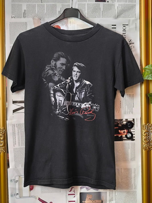 Vintage Elvis Presley Black Graphic T-Shirt — Size S