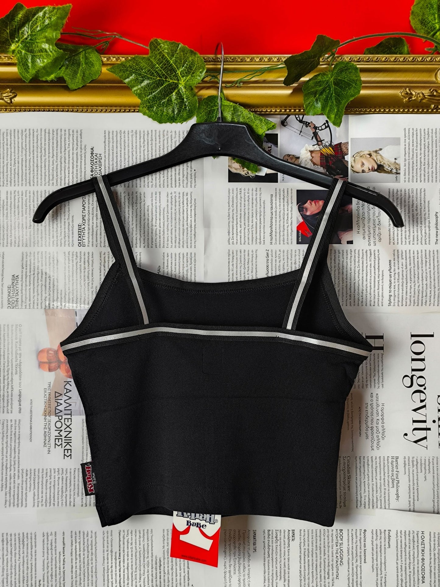 Deadstock Y2K Killah Babe Reflective Stripe Crop Tank Top - Black