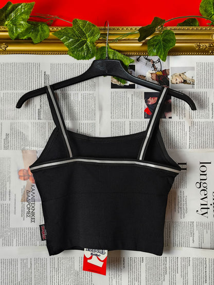 Deadstock Y2K Killah Babe Reflective Stripe Crop Tank Top - Black