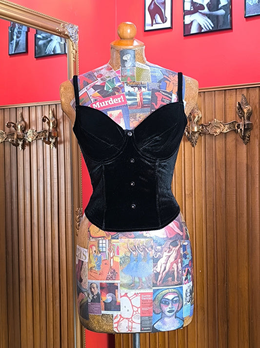 Vintage Sorcery Black Velvet Bustier Corset