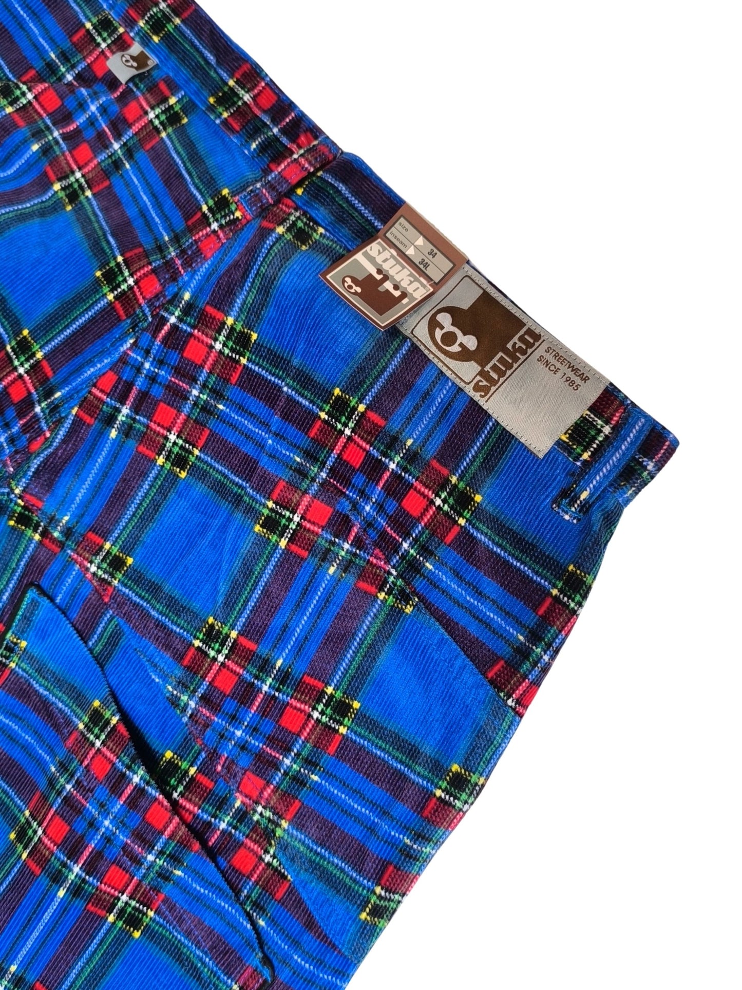 Deadstock STUKA Y2K Wide Leg / Baggy Tartan Corduroy Cargo Pants
90s – Early 2000s Original Streetwear