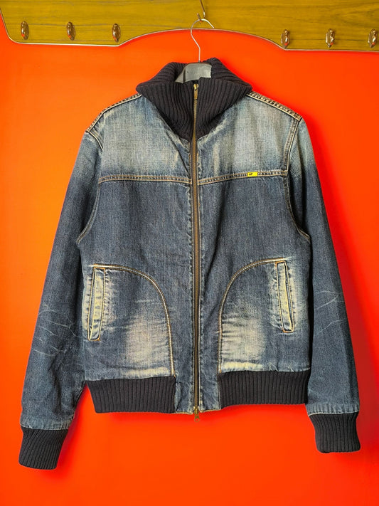 Men’s Iced-Wash Sherpa Bomber Jacket – Melting Pot - Late 80s – Early 90s Italian streetwear outerwear
