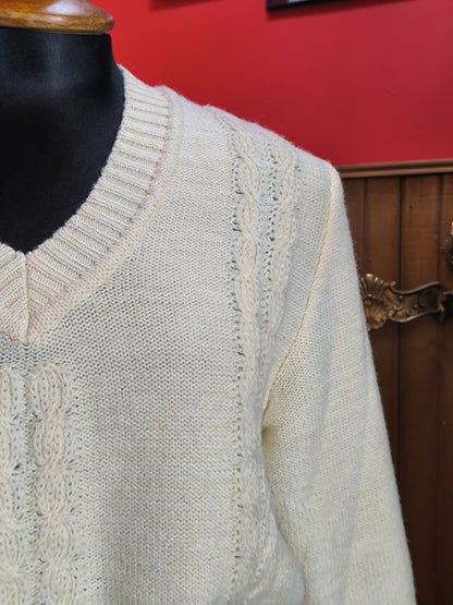 Vintage “Wistrz Burgstädt” Cream Cable Knit Sweater