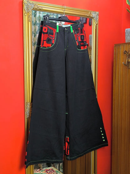 Deadstock Stuka Black Wide Leg Baggy Pants – 90s–Early 2000s Original Skate Streetwear