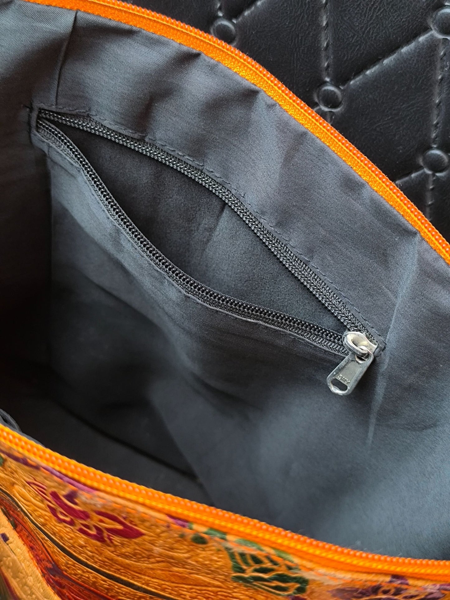 Vintage Handcrafted Embossed Leather Tote Bag