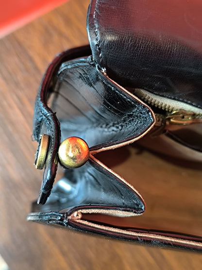 Vintage Comtesse Modell Black Croc-Embossed Leather Handbag | 1950s–60s