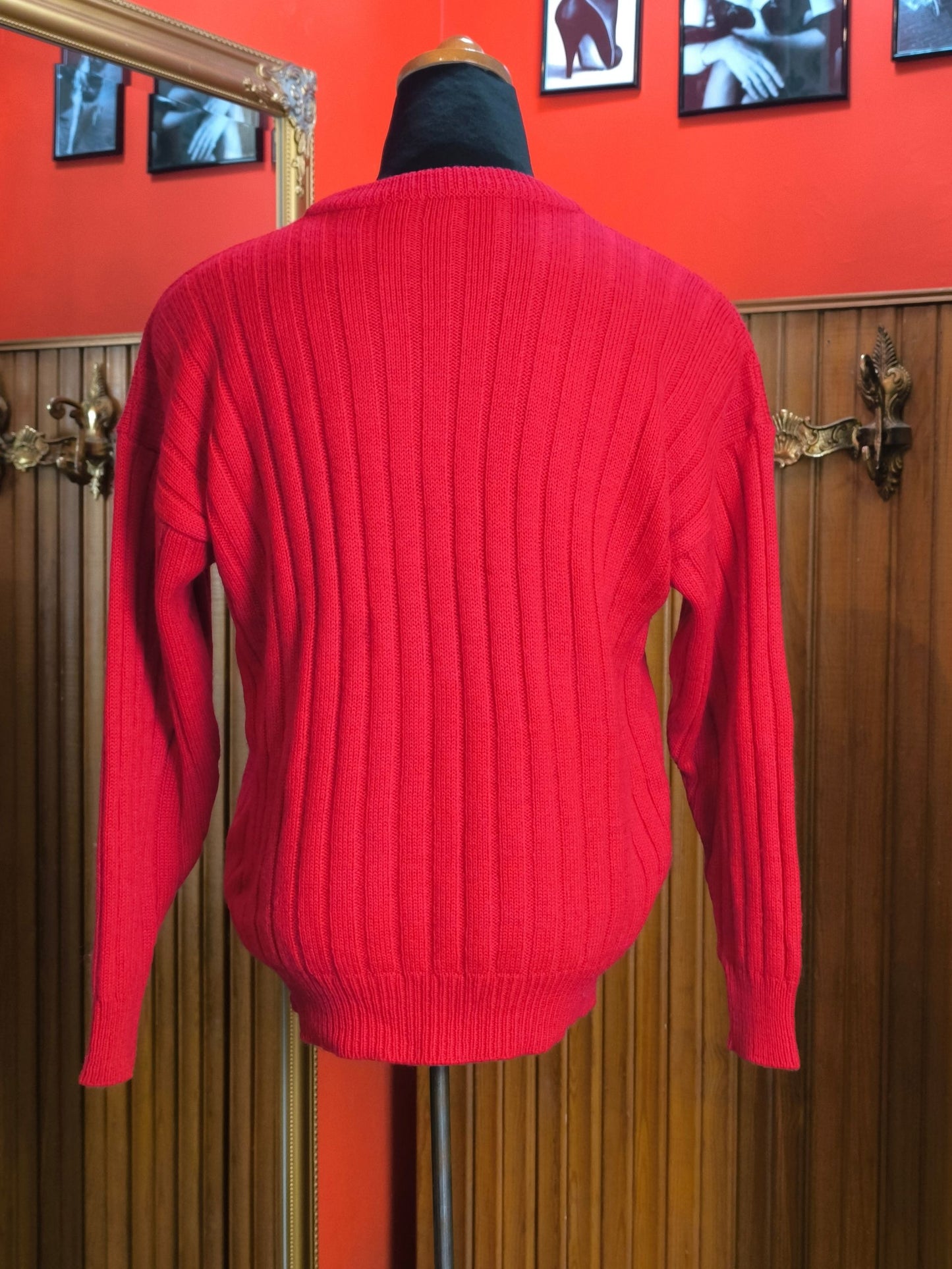 Vintage Red Cable Knit Sweater