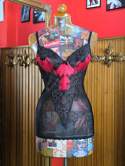 Y2K ed.it.ed Co-Ordinates Black & Red Lace Slip Dress