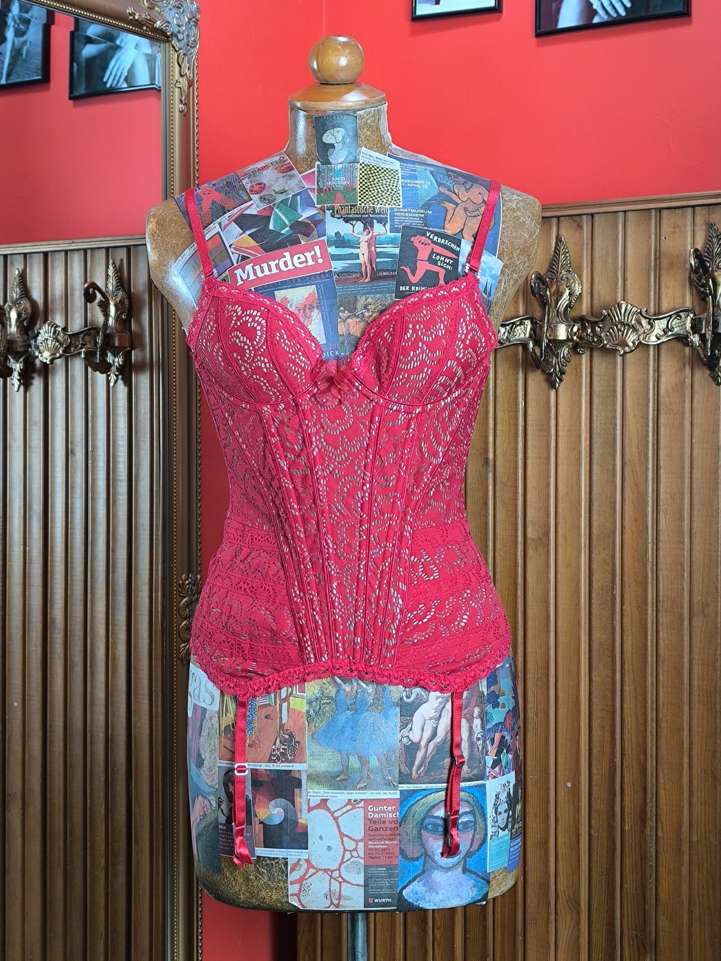 Pleasure State White Label Red Lace Corset Top