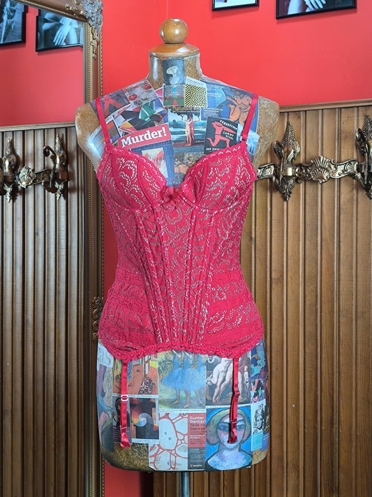 Pleasure State White Label Red Lace Corset Top