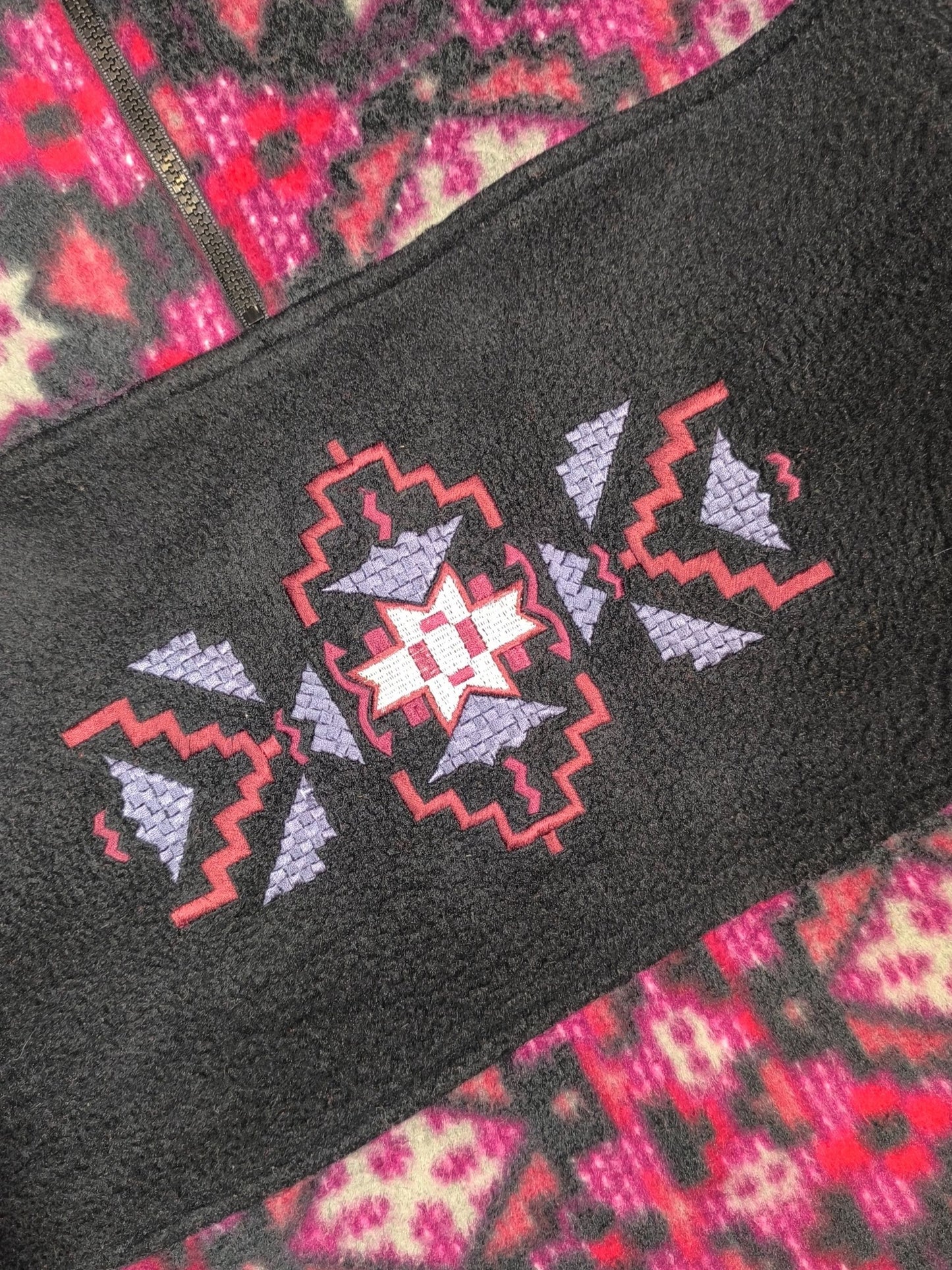 Vintage 90s Unisex Geometric Fleece Half-Zip Pullover