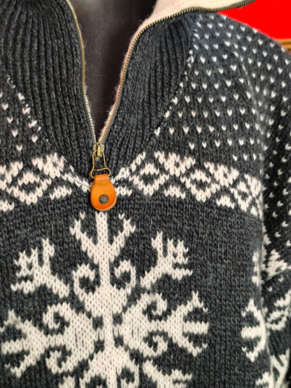 Vintage BERTO LUCCI Creazione Nordic Half-Zip Wool Sweater