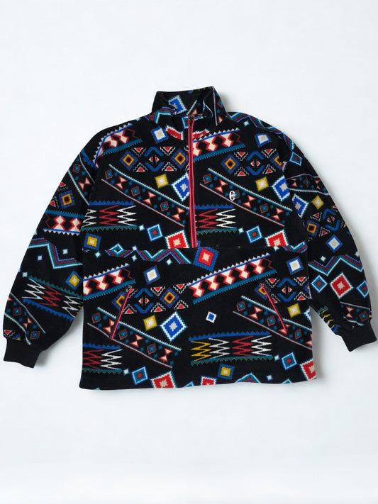 Vintage Unisex Conte of Florence Aztec Fleece Half-Zip Pullover (XL)