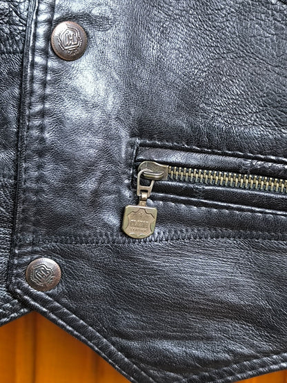 Vintage 90s Elazar Leather Vest – Genuine Black Biker Style