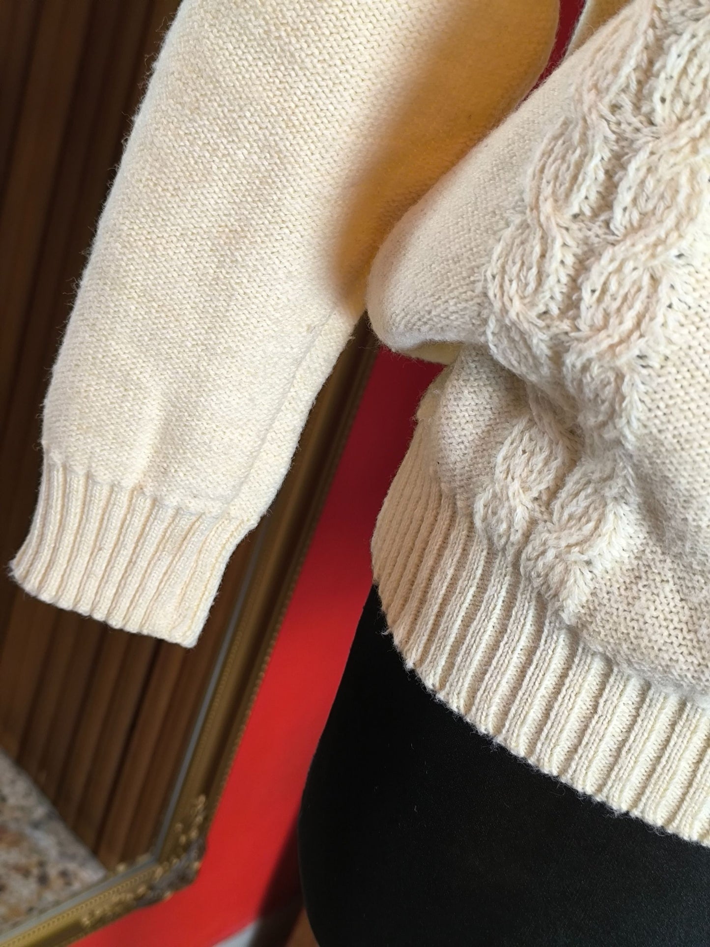 Vintage “Wistrz Burgstädt” Cream Cable Knit Sweater