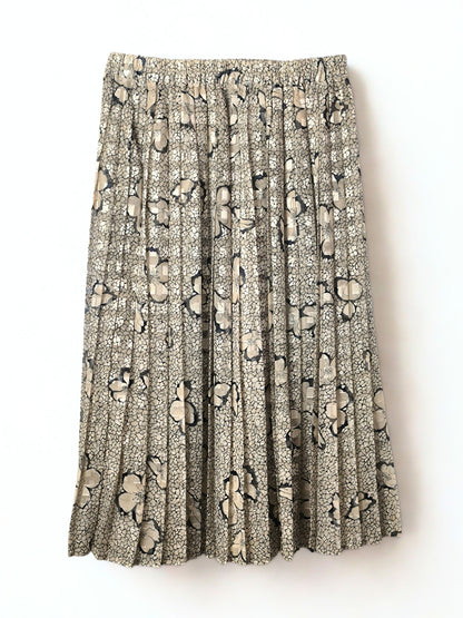 Vintage Pleated Floral Skirt with Golden Thread