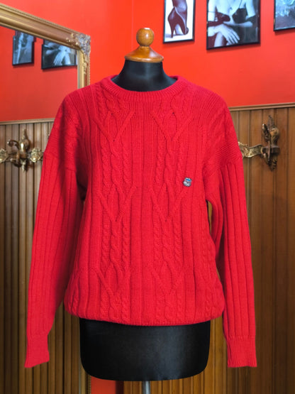 Vintage Red Cable Knit Sweater