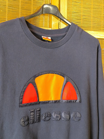 Ellesse Navy Sweatshirt – Retro Revival Logo & Striped Hems (2010s)