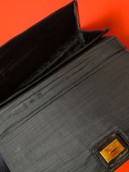 Classic 1960s Black Leather Shoulder Bag