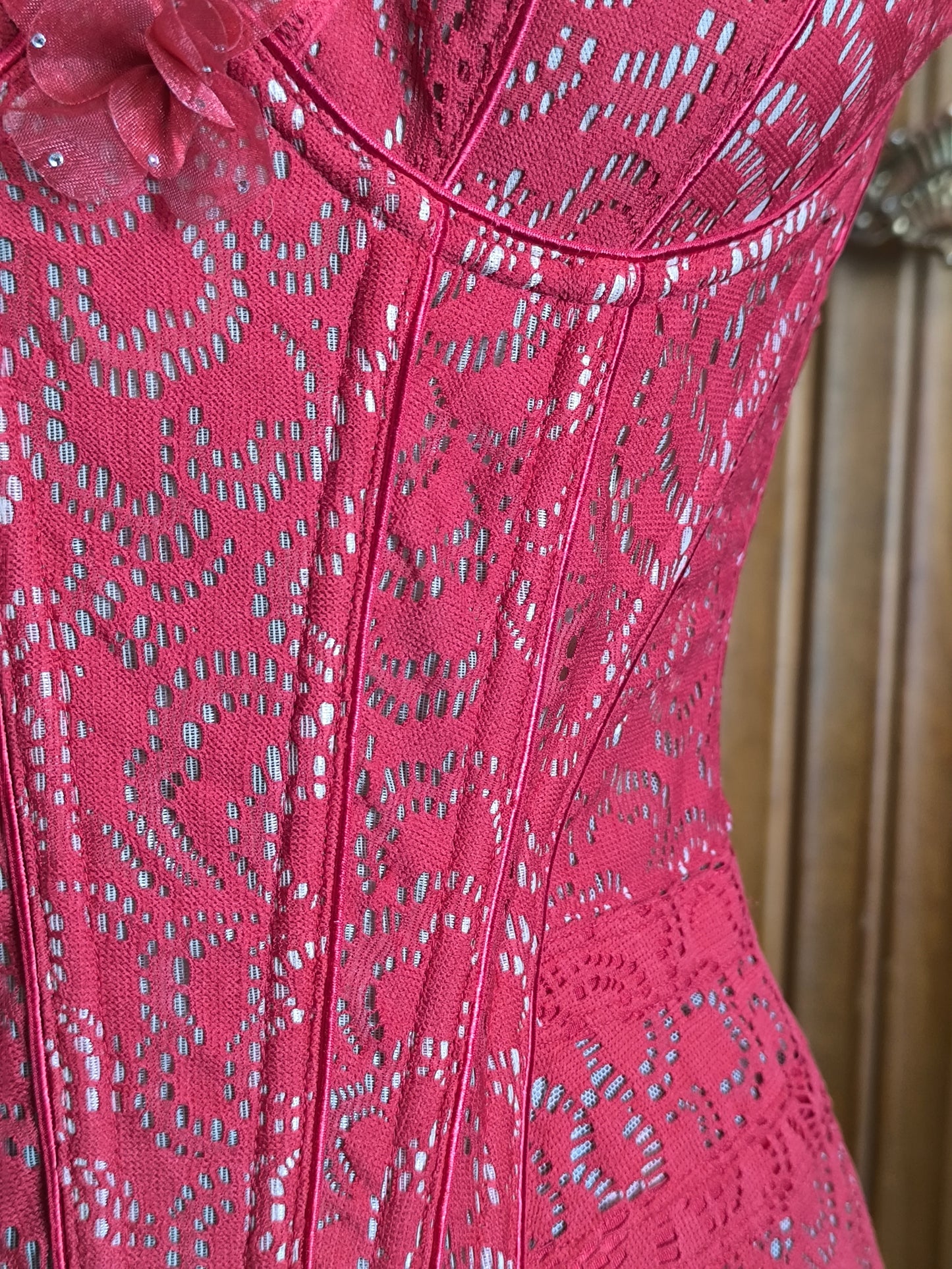 Pleasure State White Label Red Lace Corset Top