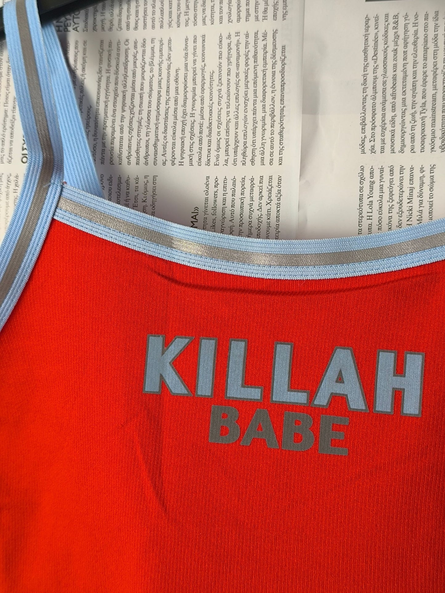 Deadstock Y2K Killah Babe Reflective Stripe Crop Tank Top - Red