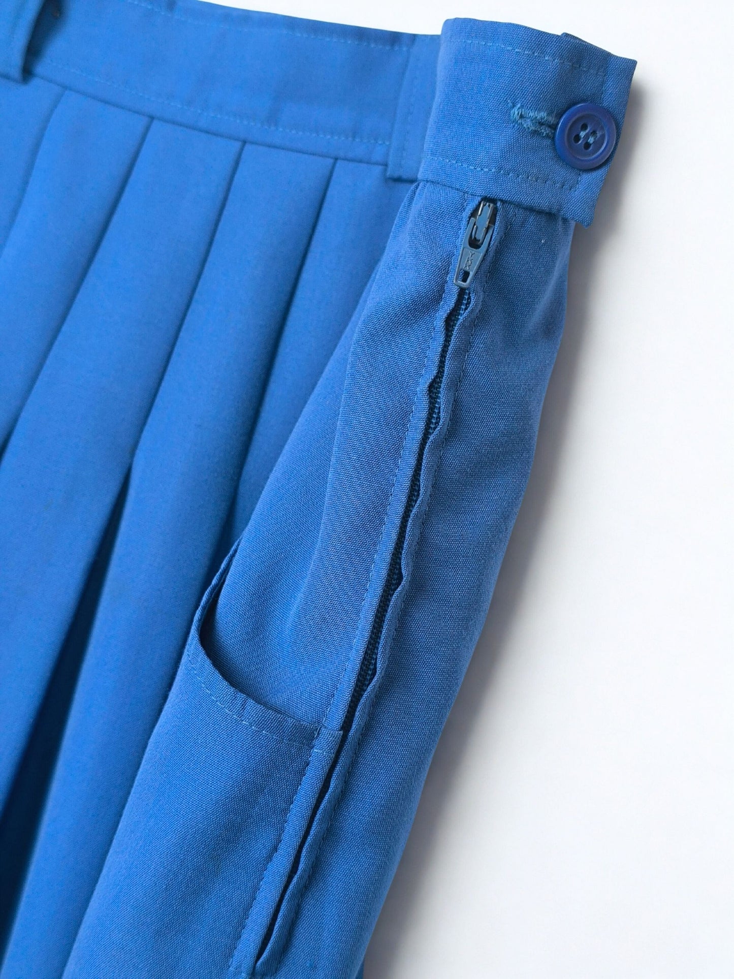 Vintage Lady Mohr Pleated Midi Skirt in Electric Blue