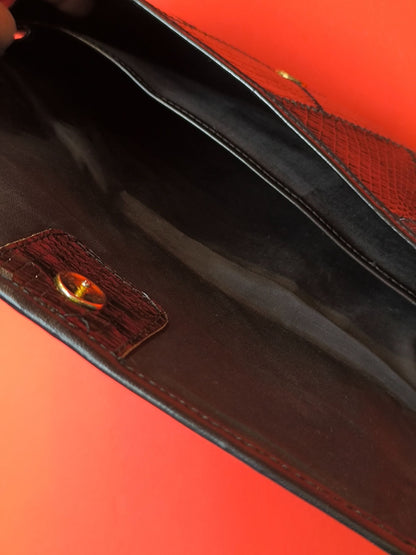 Vintage Black Snakeskin Leather Shoulder Bag